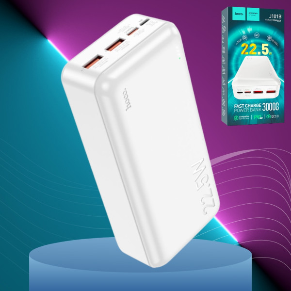 Повербанк hoco J101B 30000 mAh із швидкою зарядкою зовнішній акумулятор 22.5W Power bank USB Type-C micro USB