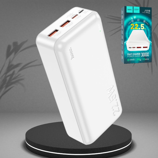 Повербанк hoco J101B 30000 mAh із швидкою зарядкою зовнішній акумулятор 22.5W Power bank USB Type-C micro USB