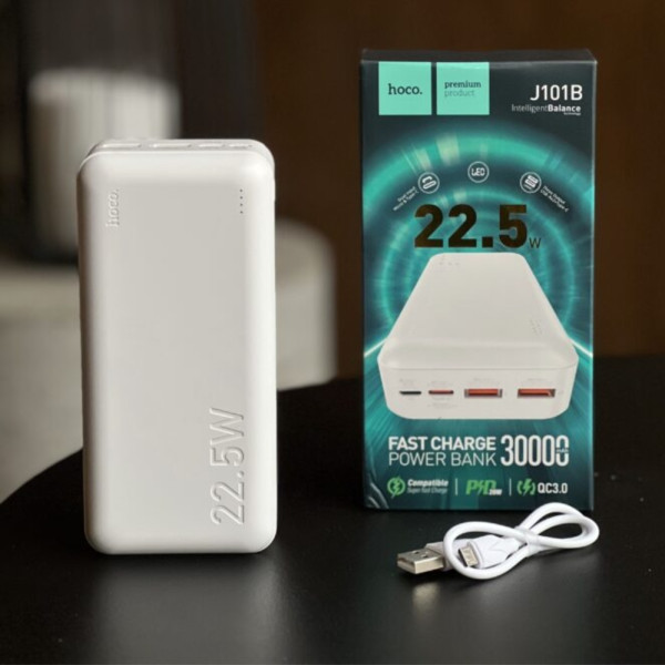 Повербанк hoco J101B 30000 mAh із швидкою зарядкою зовнішній акумулятор 22.5W Power bank USB Type-C micro USB