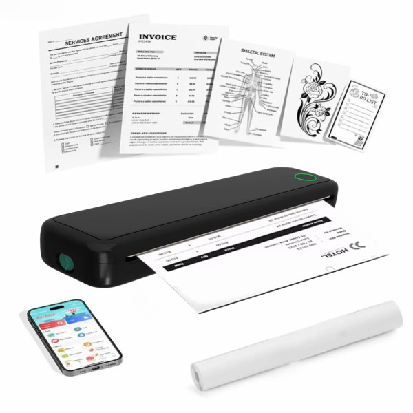 Термопринтер портативный Mini А4 Printer беспроводной дорожный Bluetooth мини принтер для iOS Android Термопринтер портативный Mini А4 Printer беспроводной дорожный Bluetooth мини принтер для iOS Android