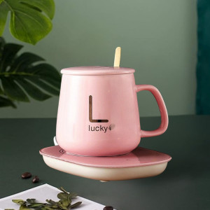 Керамическая чашка с крышкой и подставкой для подогрева напитка набор Lucky для кофе и чая