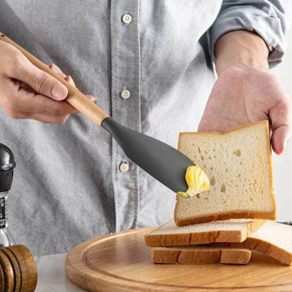 Набір кухонного приладдя силіконовий 12 предметів Kitchen&dining кухонне начиння лопатки для кухні Сірий