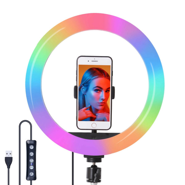Набір блогера 4в1 Кільцева RGB LED лампа 38 см MJ-38 Штатив 2м Петличний мікрофон Селфи-трипод Bluetooth Набір блогера 4в1 Кільцева RGB LED лампа 38 см MJ-38 Штатив 2м Петличний мікрофон Селфи-трипод Bluetooth