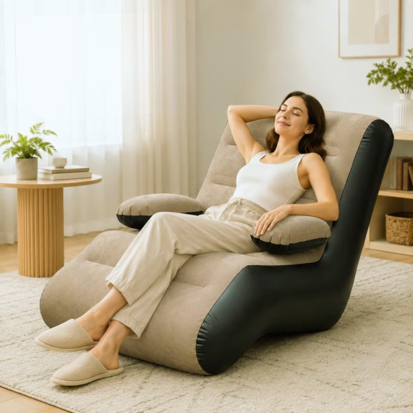 Надувне крісло Inflatable Sofa з підлокітниками та насосом для дому дачі й відпочинку 140х85х80см Надувне крісло Inflatable Sofa з підлокітниками та насосом для дому дачі й відпочинку 140х85х80см