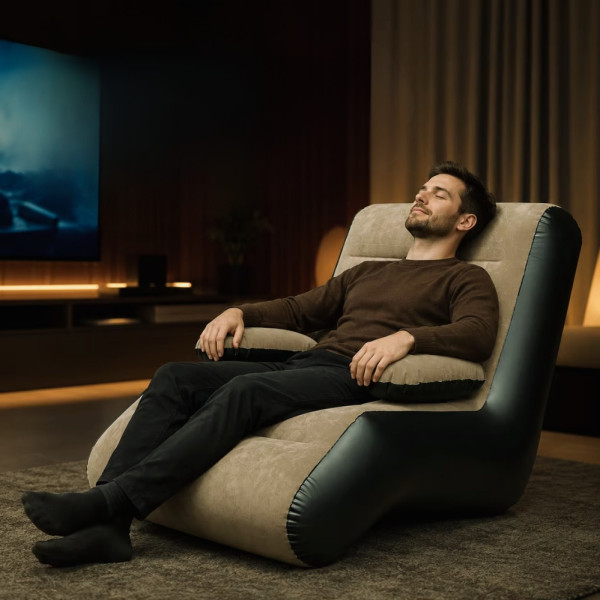 Надувне крісло Inflatable Sofa з підлокітниками та насосом для дому дачі й відпочинку 140х85х80см Надувне крісло Inflatable Sofa з підлокітниками та насосом для дому дачі й відпочинку 140х85х80см