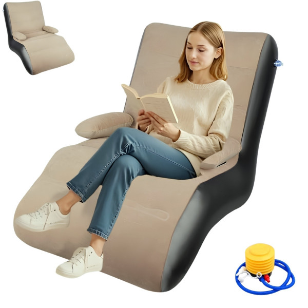 Надувне крісло Inflatable Sofa з підлокітниками та насосом для дому дачі й відпочинку 140х85х80см Надувне крісло Inflatable Sofa з підлокітниками та насосом для дому дачі й відпочинку 140х85х80см