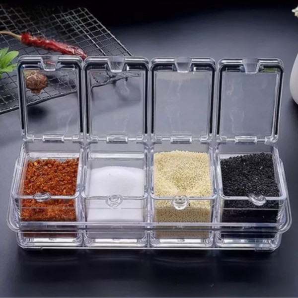 Набор контейнеров для хранения специй Crystal seasoning box Баночки для приправ на подставке 4 шт