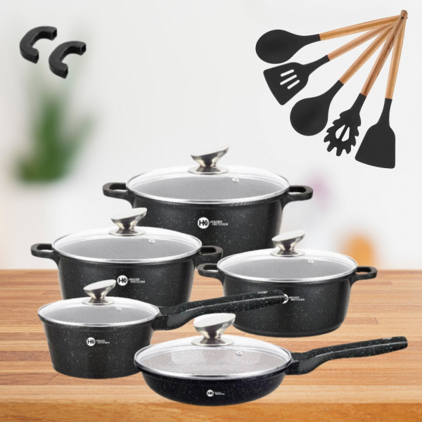 Набор кастрюль с сотейником и сковородой Higher Kitchen НК305 с антипригарным покрытием для всех типов плит