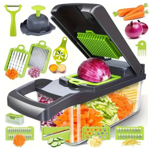 Овощерезка многофункциональная с насадками 14в1 Veggie Slicer терка мультислайсер набор для нарезки овощей и фруктов Овощерезка многофункциональная с насадками 14в1 Veggie Slicer терка мультислайсер набор для нарезки овощей и фруктов