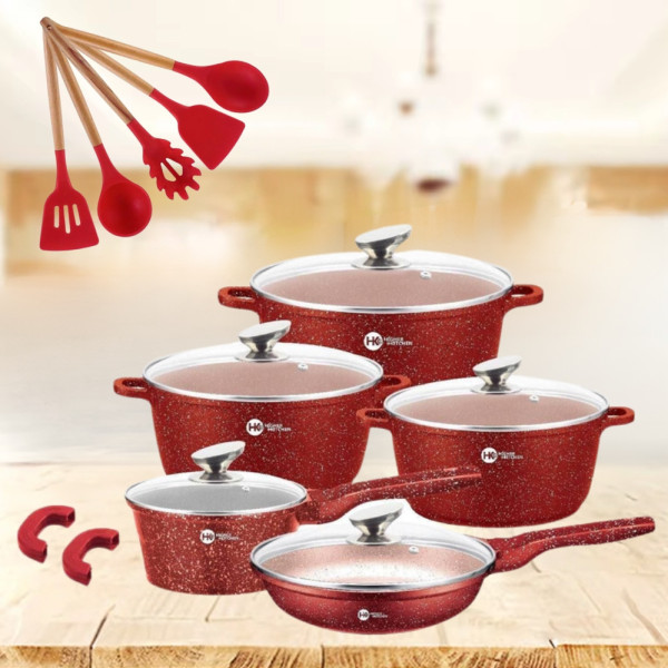Набор кастрюль со сковородкой и сотейником Higher Kitchen НК305 с антипригарным покрытием для всех типов плит