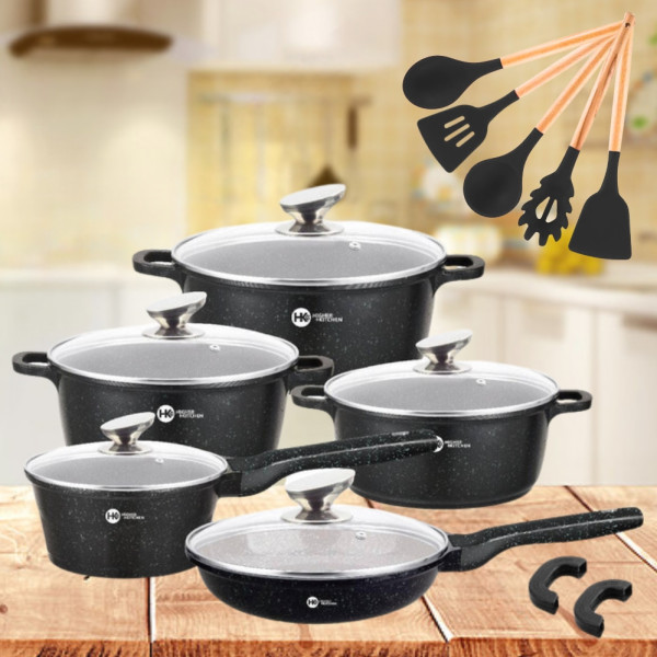 Набор кастрюль с сотейником и сковородой Higher Kitchen НК305 с антипригарным покрытием для всех типов плит
