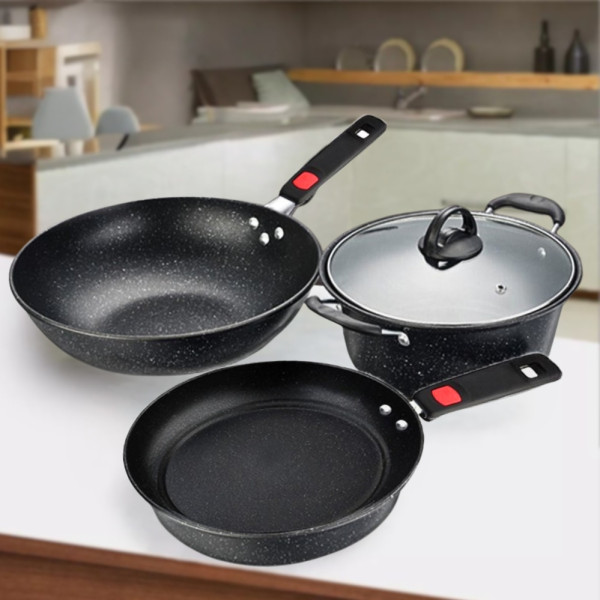 Набор посуды с антипригарным покрытием 3в1 Кастрюля с прямой и WOK сковородками