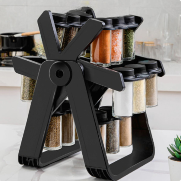 Спецовница органайзер на подставке 18 стеклянных баночек Spice Rack Набор вращающийся для специй на кухню