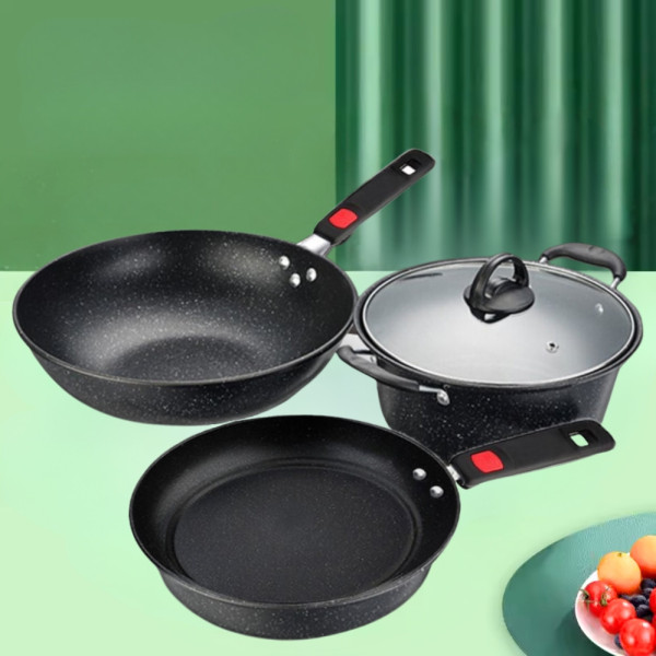 Набор посуды с антипригарным покрытием 3в1 Кастрюля с прямой и WOK сковородками Набор посуды с антипригарным покрытием 3в1 Кастрюля с прямой и WOK сковородками