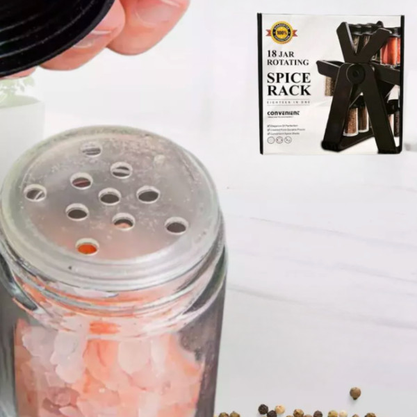 Спецовница органайзер на подставке 18 стеклянных баночек Spice Rack Набор вращающийся для специй на кухню