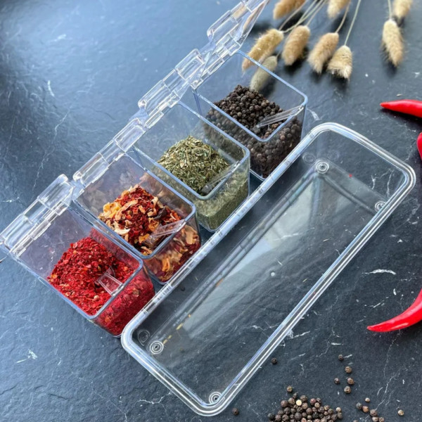 Набор контейнеров для хранения специй Crystal seasoning box Баночки для приправ на подставке 4 шт