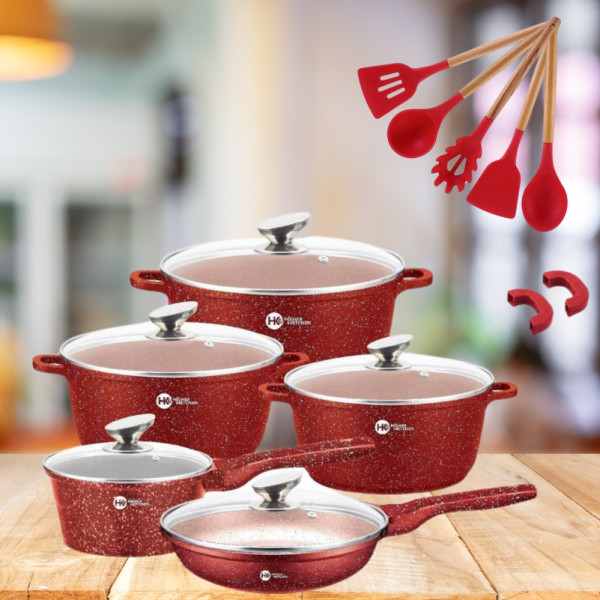 Набор кастрюль со сковородкой и сотейником Higher Kitchen НК305 с антипригарным покрытием для всех типов плит Набор кастрюль со сковородкой и сотейником Higher Kitchen НК305 с антипригарным покрытием для всех типов плит