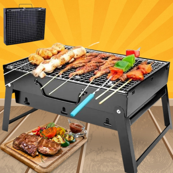 Складаний мангал чемодан переносний BBQ портативний барбекю гриль з решіткою для пікніка Складаний мангал чемодан переносний BBQ портативний барбекю гриль з решіткою для пікніка