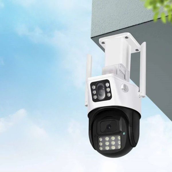 Вулична камера відеоспостереження Р12-6MP WiFi PTZ з нічним баченням 2 об'єктивами та датчиком руху Вулична камера відеоспостереження Р12-6MP WiFi PTZ з нічним баченням 2 об'єктивами та датчиком руху