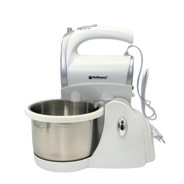 Миксер кухонный 1000W Hoffmans HM-6630 с вращающейся чашей 3л и подставкой 6 режимов ручной Белый