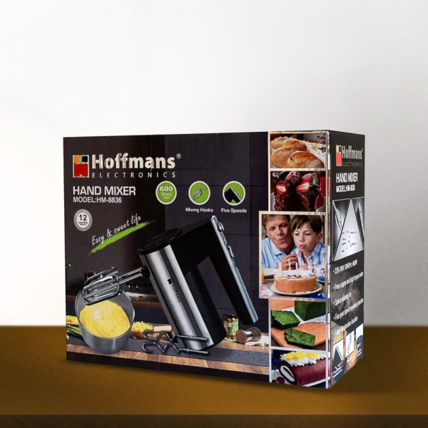 Ручной электрический миксер 600Вт HM-8836 Hoffmans Electronics 5 скоростей и 4 насадки кухонный для дома
