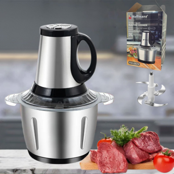 Измельчитель электрический 600Вт Hoffmans Electronics НМ-8829 с металлической чашей 3л универсальный чоппер