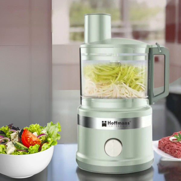 Универсальный кухонный измельчитель овощерезка Hoffmans Electronics HM-2076 Комбайн для кухни 1000W Мятный