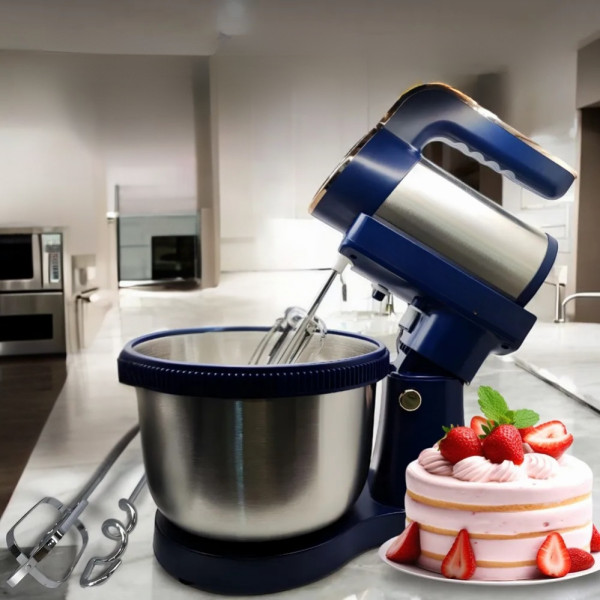 Миксер кухонный 1600W Hoffmans HM-6631 с вращающейся чашей 4.5л и подставкой 5 режимов ручной Синий Миксер кухонный 1600W Hoffmans HM-6631 с вращающейся чашей 4.5л и подставкой 5 режимов ручной Синий