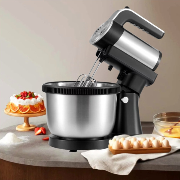 Миксер кухонный 1600W Hoffmans HM-6631 с вращающейся чашей 4.5л и подставкой 5 режимов ручной Чёрный