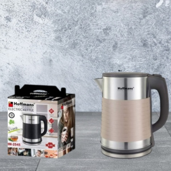 Электрочайник 2,5 л металлический Hoffmans Electronics HM-2545 Электрический чайник для дома 2000W Бежевый
