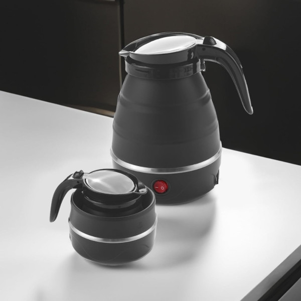 Силиконовый электрочайник складной 600 мл дорожный Hoffmans Electronics HM-2546 Быстрозакипающий чайник Черный Силиконовый электрочайник складной 600 мл дорожный Hoffmans Electronics HM-2546 Быстрозакипающий чайник Черный