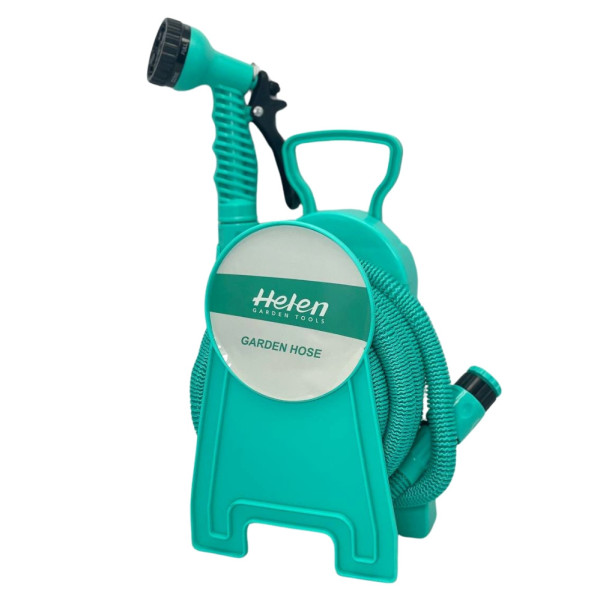 Шланг поливальний 10м з котушкою та розпилювачем з 7 режимами Helen Garden Tools розтягувальний шланг садовий