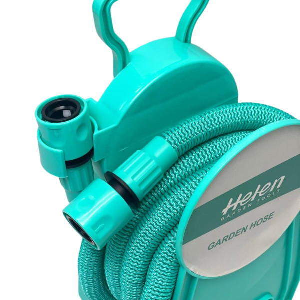 Шланг поливальний 10м з котушкою та розпилювачем з 7 режимами Helen Garden Tools розтягувальний шланг садовий