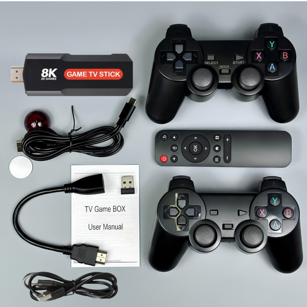 Игровая приставка для телевизора Game TV Stick 8K Q9 Max с беспроводными джойстиками и ретро играми Игровая приставка для телевизора Game TV Stick 8K Q9 Max с беспроводными джойстиками и ретро играми