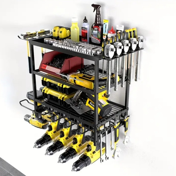 Полка органайзер для инструментов на 3 яруса MZY-859 настенный металлический стеллаж в гараж Полка органайзер для инструментов на 3 яруса MZY-859 настенный металлический стеллаж в гараж