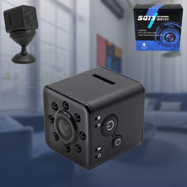Мини камера с водонепроницаемым боксом SQ13 WiFi HD 1080 С ночной видеосъемкой Беспроводная скрытая