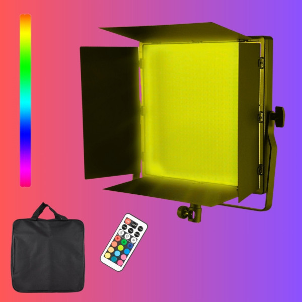 Прямоугольная светодиодная лампа LED 660 RGB для фото и видеосъёмки прожектор видеосвет с пультом ДУ и сумкой