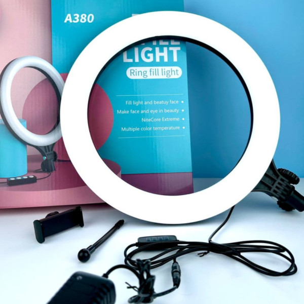 Кольцевая светодиодная лампа Ring Fill Light 39 см LED селфи лампа для фото видео блогеров визажистов А380 Кольцевая светодиодная лампа Ring Fill Light 39 см LED селфи лампа для фото видео блогеров визажистов А380