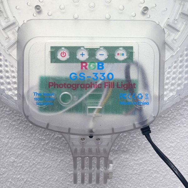 Светодиодная круглая лампа RGB-LED Fill Light GS-330 цветная 33см с пультом и штативом 2м для студийной съёмки Светодиодная круглая лампа RGB-LED Fill Light GS-330 цветная 33см с пультом и штативом 2м для студийной съёмки