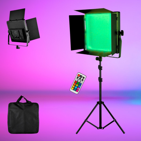 Прямоугольная светодиодная лампа LED 660 RGB прожектор со штативом 2м пультом ДУ и сумкой для фото видеосъёмки