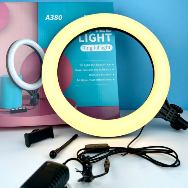 Кольцевая светодиодная лампа Ring Fill Light 39 см LED селфи лампа для фото видео блогеров визажистов А380 Кольцевая светодиодная лампа Ring Fill Light 39 см LED селфи лампа для фото видео блогеров визажистов А380