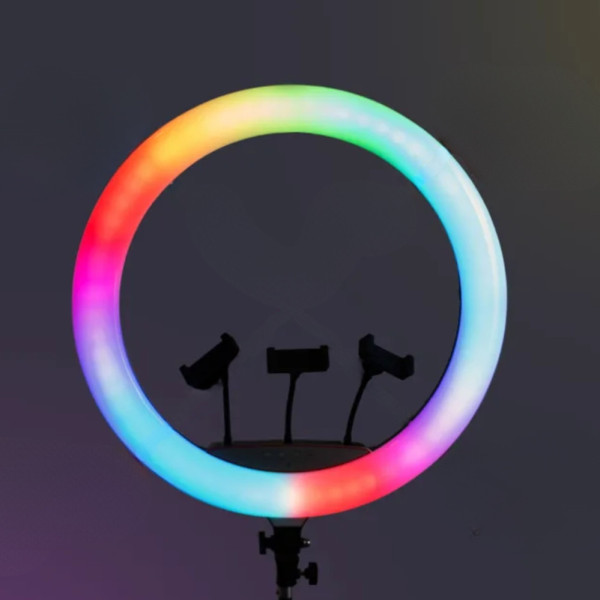 Светодиодная кольцевая RGB лампа MJ56 с пультом цветной студийный видеосвет для фото видео блогеров Светодиодная кольцевая RGB лампа MJ56 с пультом цветной студийный видеосвет для фото видео блогеров