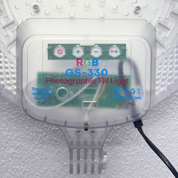 Светодиодная круглая лампа с пультом цветная 33 см RGB-LED Fill Light GS-330 портативный видеосвет для съёмки Светодиодная круглая лампа с пультом цветная 33 см RGB-LED Fill Light GS-330 портативный видеосвет для съёмки