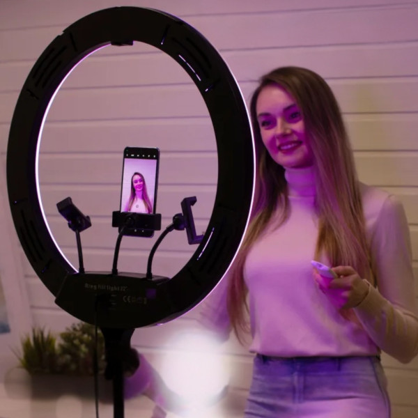 Светодиодная кольцевая RGB лампа MJ56 с пультом и штативом 2м цветной студийный видеосвет для фото видео Светодиодная кольцевая RGB лампа MJ56 с пультом и штативом 2м цветной студийный видеосвет для фото видео