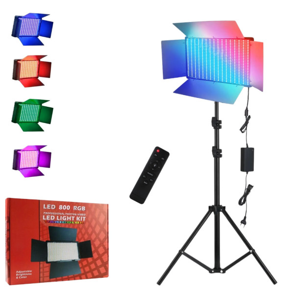 Прямоугольная светодиодная лампа U800 RGB 29х17см цветная со штативом 2м LED видеосвет для фото и видеосъёмок