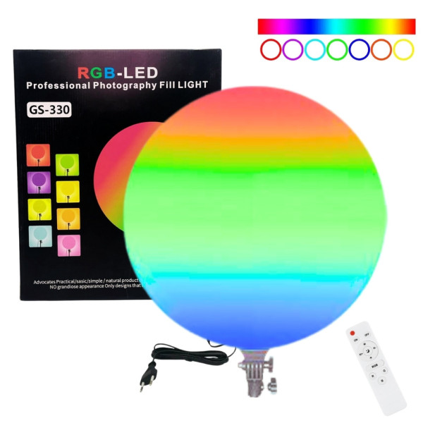 Светодиодная круглая лампа с пультом цветная 33 см RGB-LED Fill Light GS-330 портативный видеосвет для съёмки