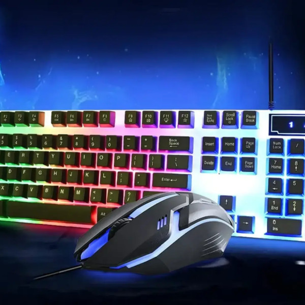 Игровой набор клавиатура с мышкой LED Keyboard Mouse KM 5003 Проводная с подсветкой для компьютера