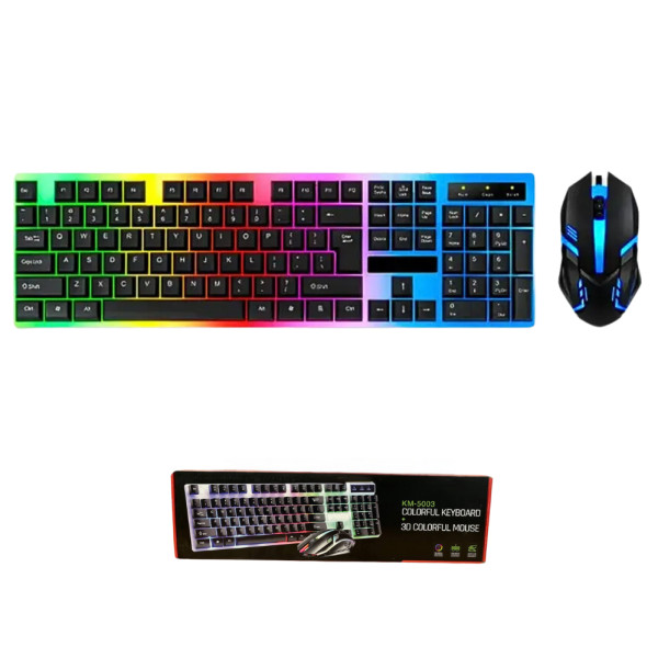 Игровой набор клавиатура с мышкой LED Keyboard Mouse KM 5003 Проводная с подсветкой для компьютера