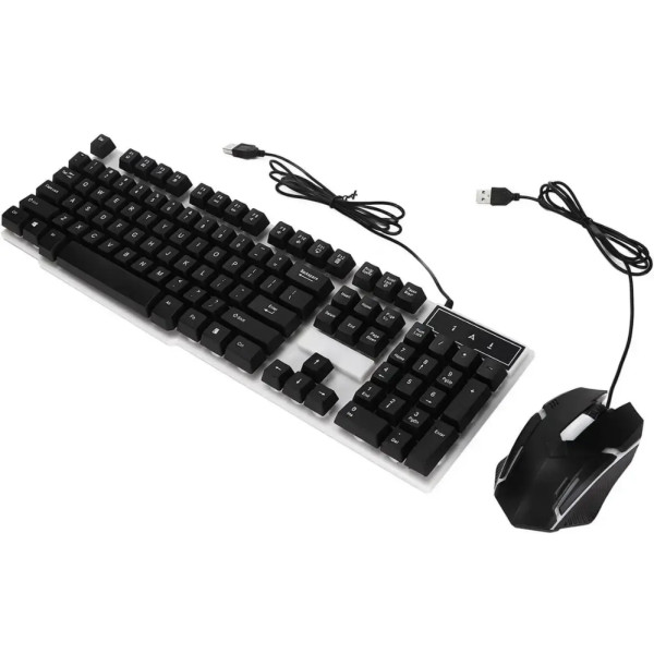 Игровой набор клавиатура с мышкой LED Keyboard Mouse KM 5003 Проводная с подсветкой для компьютера