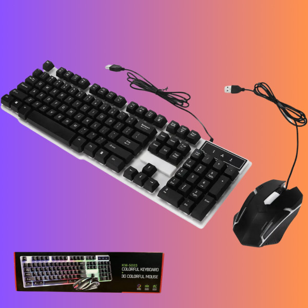 Игровой набор клавиатура с мышкой LED Keyboard Mouse KM 5003 Проводная с подсветкой для компьютера